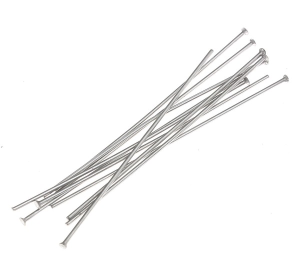 Headpins 70x0,7mm - stainless steel - head flat 1,5mm - 20 pieces
