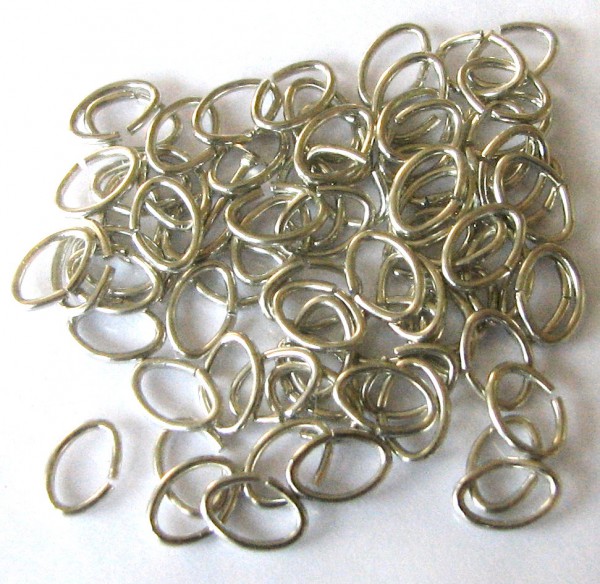 Jump rings / Binding rings oval 5x7x0,8 mm – 5 grams- ca.60-65 pieces – color: Silver