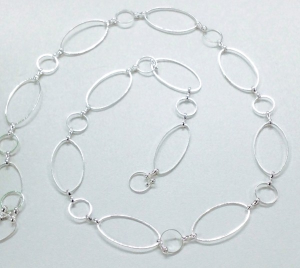 Chain – 100 cm – unusual design – oval round – color: Silver