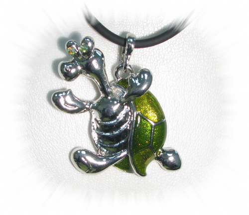 Turtle -Green mix Turtle pendant with crystal stones
