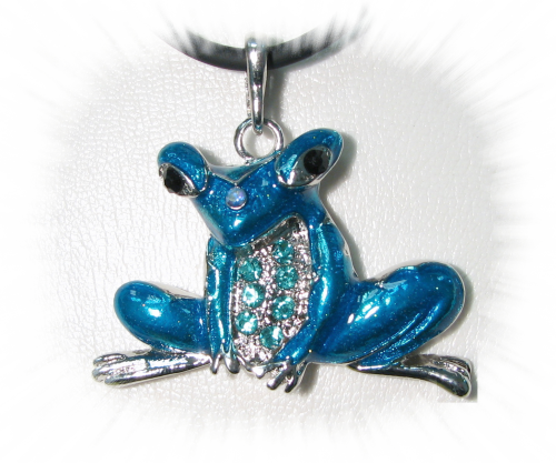 Frog Turquoise Froggy Pendant with Crystal Stones