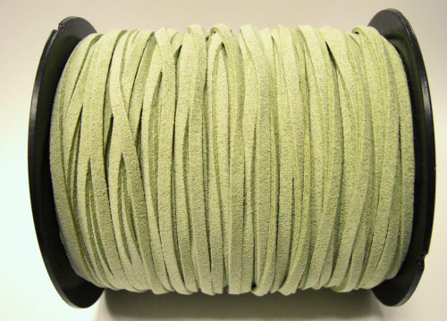 Wool ribbon flat in suede look – lime green – 1 roll – 91 meter