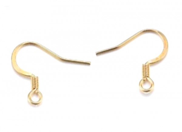Ear hooks - fish hooks - stainless steel gold colored - 2 pieces