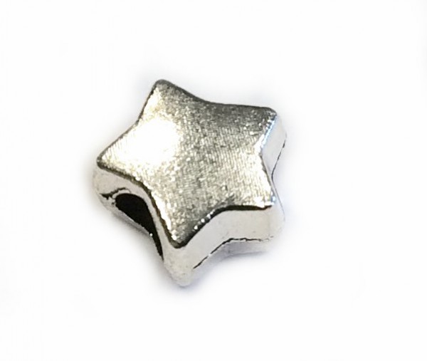 Star bead 11x7 mm – antique silver – large hole