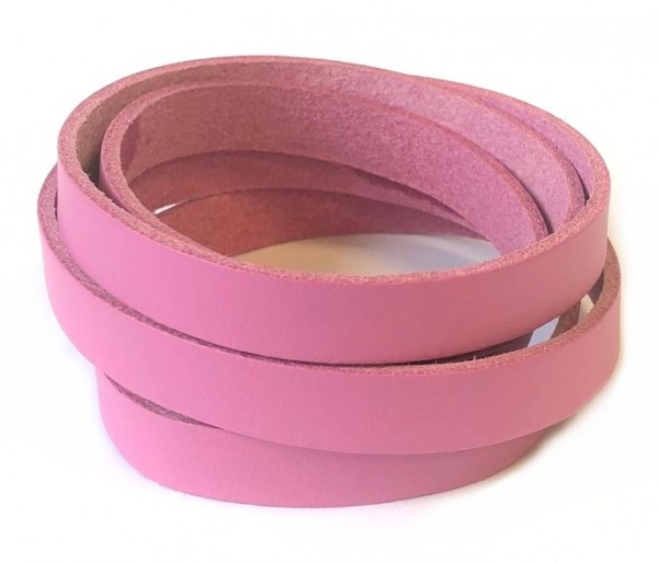 Leather strap flat 10 mm – pink – 1 meter –