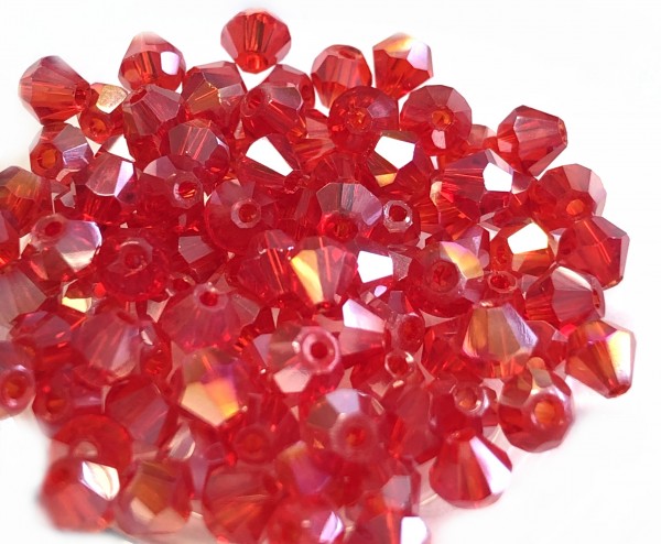 Bicone crystal 4mm - 100 pieces in zip bag - siam shimmer