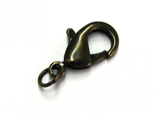 lobster claw clasp 18 mm – color: Antique bronze – with binding ring – high quality