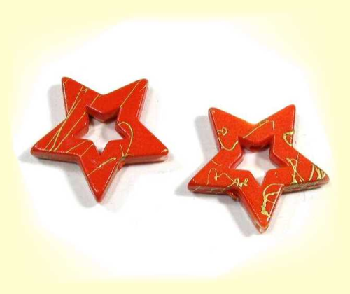 Star 26 mm – orange with gold – 1 pcs.