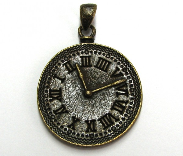 Uhr -30mm - Anhänger antique bronze