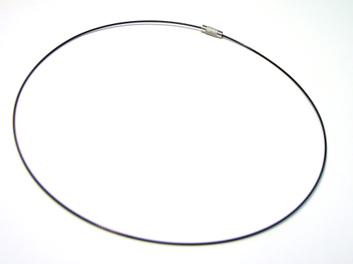 Stahlseil-Collier 1-fach mit Drehverschluss - 46cm - schwarz