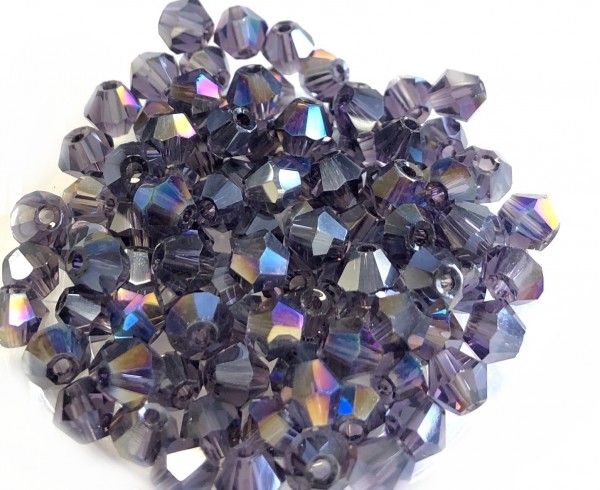 Bicone crystal 4mm - 100 pieces in zip bag - violet AB shimmer