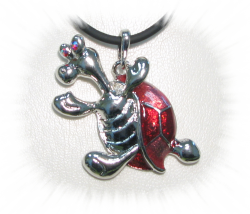 Turtle -Red mix Turtle pendant with crystal stones
