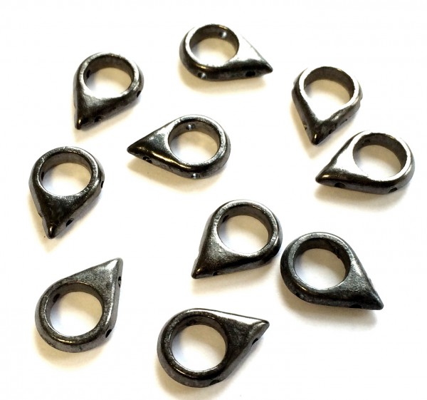 Drop element 17x12 mm with double hole – color: Blackened – class B goods – 10 pieces