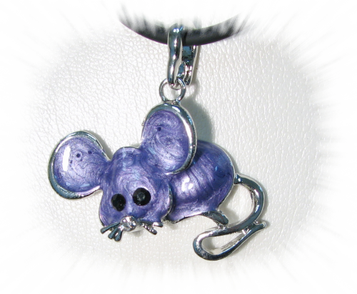 Maus -Violet Mouse- Anhänger mit Kristall-Steinen