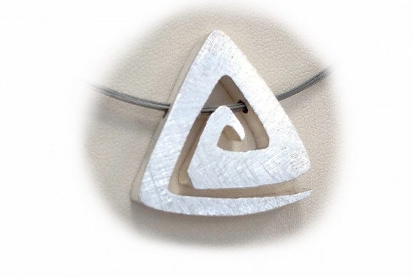 Anhänger Dreieck-Schnecke 32mm - matt gebürstet - 925 Sterling-Silber