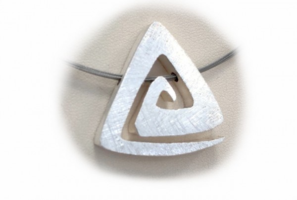 Pendant triangle snail 32 mm – matt brushed – 925 silver