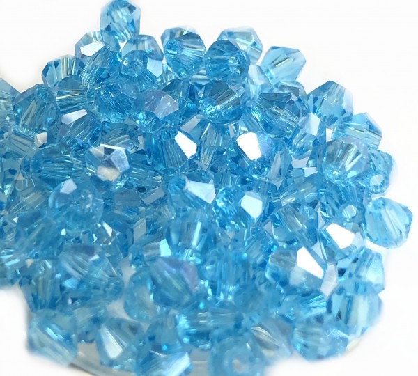 Bicone Kristall 4mm - 100 Stück im Zipbeutel - aquamarin shimmer