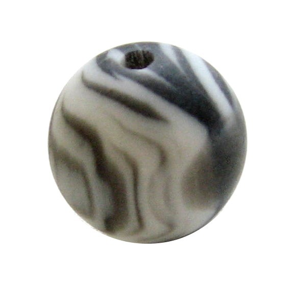 Polaris bead Zebra 12 mm – color: Black-and-white mix – small hole