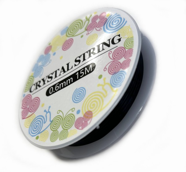 Gummilitze-Gummiband schwarz 0,6mm - 1 Rolle mit 15 Meter