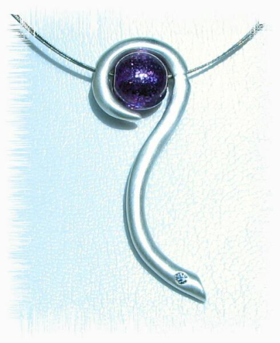 Creative pendant Shepherd's crook- silver plated with Swarovski crystal