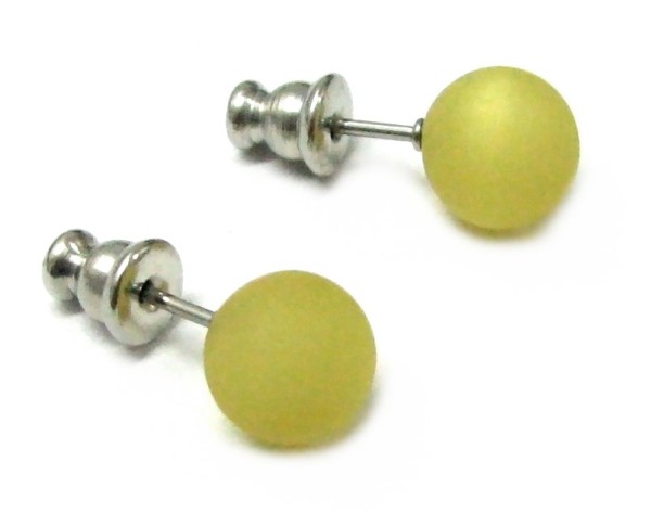 Polaris Earrings 8 mm --Stainless steel- 1 pair – light olive