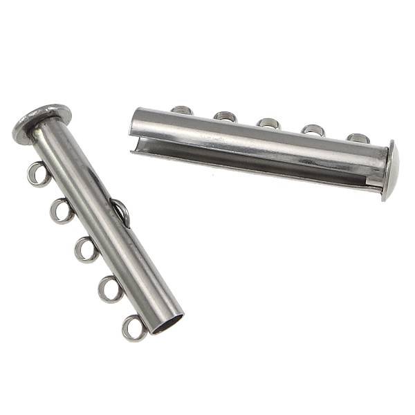 Sliding fastener for 5-row chains and bracelets – stainless steel