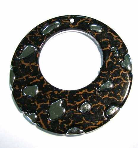Disc/pendant brown silver – 5,7 cm