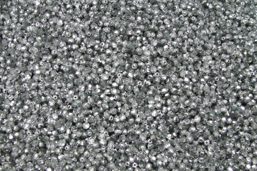 Glass cut beads 4 mm – crystal- semi silver steamed – 100 pieces – in best quality!