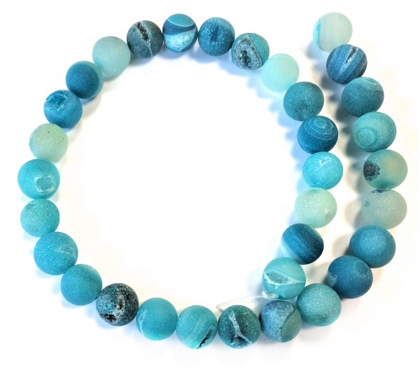 Agate Druzy beads 12 mm – 40 cm strand – Color: Blue Turquoise