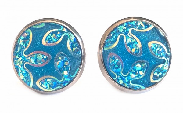 Sunny stud earrings stainless steel 14mm - silver-turquoise