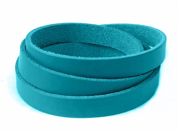 Leather strap flat 10 mm – turquoise – 1 meter –