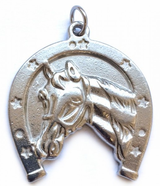 Horseshoe pendant, horse head 31x35 mm made of stainless steel