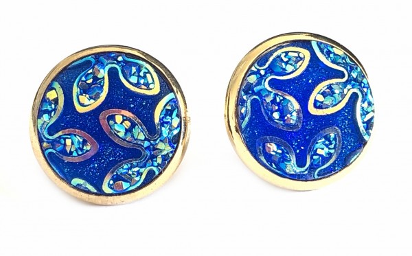 Sunny stud earrings stainless steel 14mm - gold blue