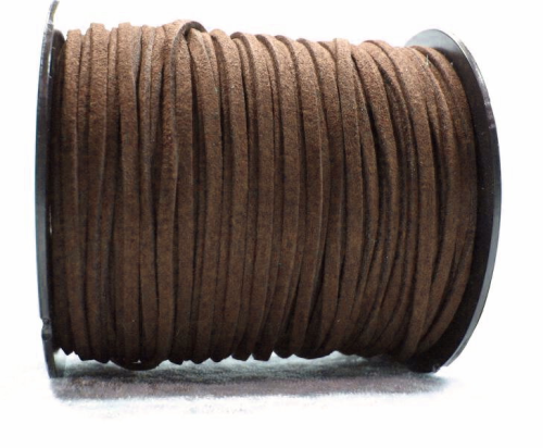 Wool ribbon flat in suede look – brown – 1 roll – 91 meter