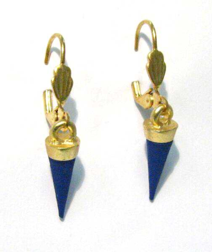 Earrings gilded with lapis blue lace – small