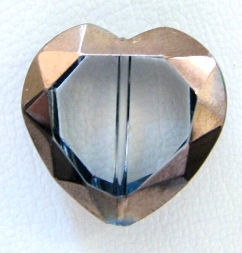 Metal effect glass element heart – bronze crystal