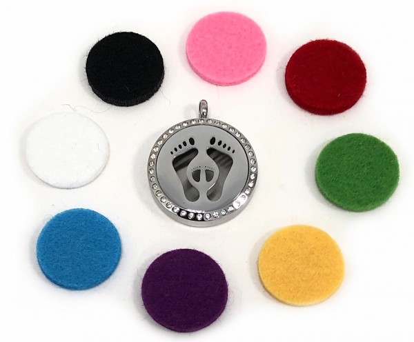 Stainless steel medallion – change jewelry pendant – feet – with 8 colour pads