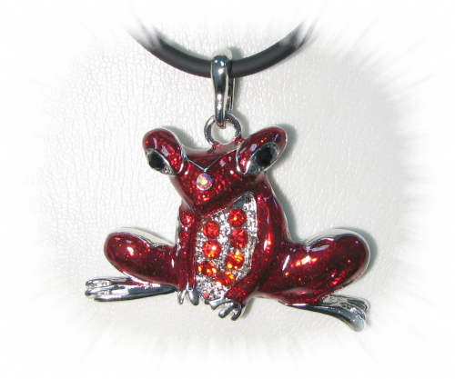 Frog -Red Froggy Pendant with Crystal Stones