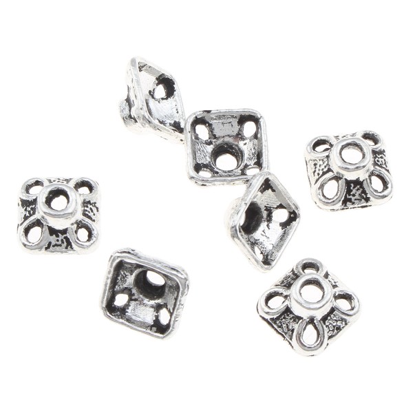 Perlkapp angular – 7x7 mm – antique silver- 1 pcs.