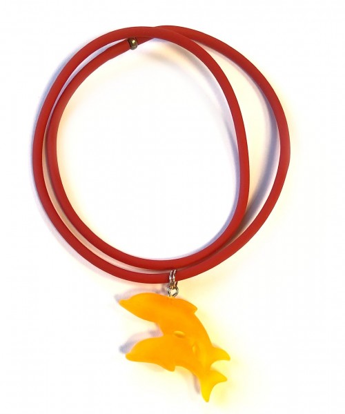 Rubber chain with dolphin pendant – orange
