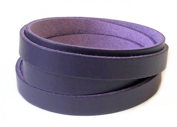 Leather strap flat 10 mm – purple – 1 meter –