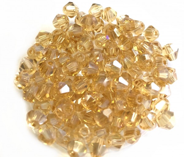 Bicone Kristall 4mm - 100 Stück im Zipbeutel - gold champager shimmer