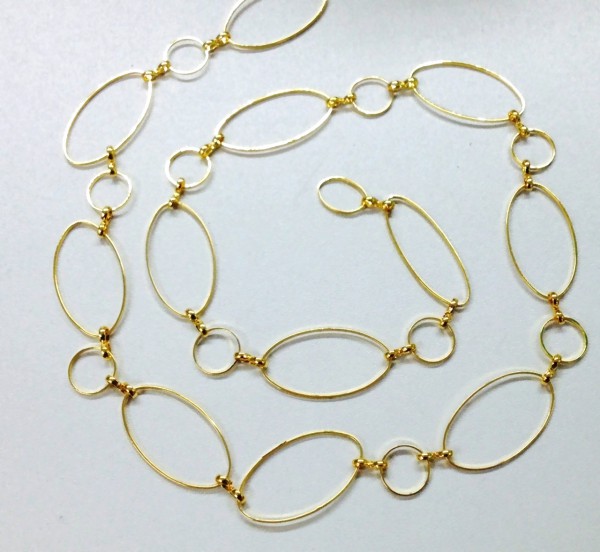 Chain – 100 cm – unusual design – oval round – color: Gold