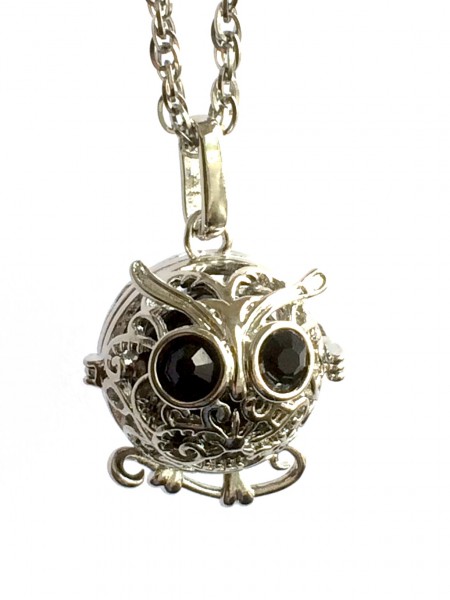 Bead cage Owl – Changing pendant for beads up to 16 mm – without bead + necklace