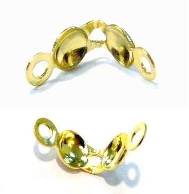 squeeze calottes- bead tips with thread hole – gold colored – 2 pieces