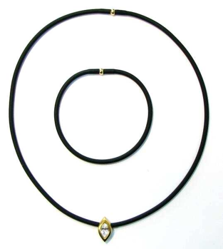 Kautschukcollier 50cm mit Elypse + Armband 25cm - individuell kürzbar