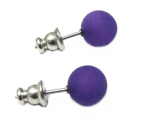 Polaris earrings 8 mm --stainless steel- 1 pair – dark purple