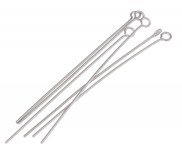 Eyepins 52x0,7 mm – stainless steel – eyelet inside size 2 mm – 10 pieces