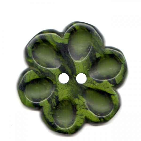 Button 44 mm – flower 2-colored – olive/black