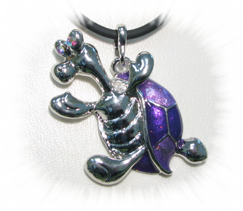Turtle -Purple mix Turtle pendant with crystal stones